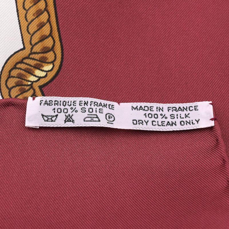 HERMES（エルメス） カレ90 乗馬風景 シルク ボルドー ホワイト