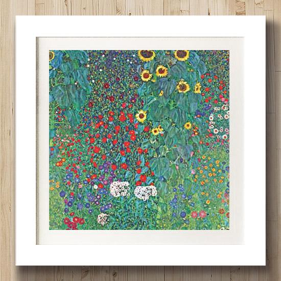 特別額装マット作品/ポスター/クリムト/ヒマワリの咲く農家の庭