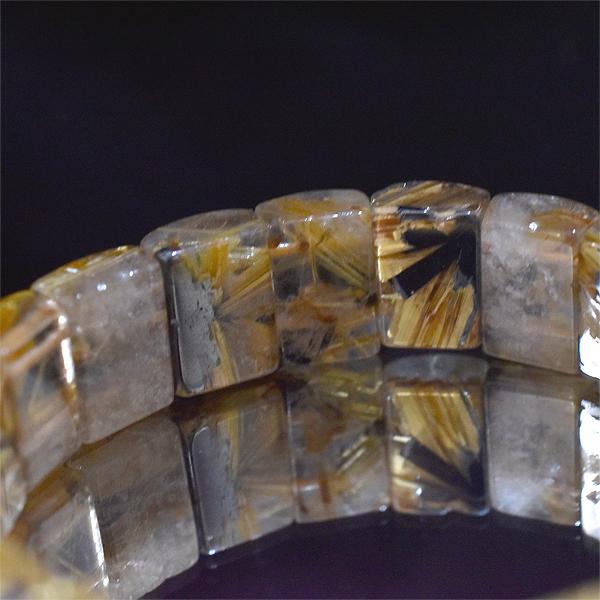 太陽放射ルチルクォーツ バングル 内周約16センチ 5A ブレスレット 最