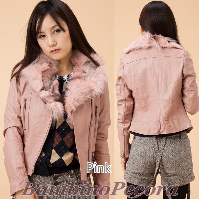 フォックスファーベスト付き ラムレザージャケット ライダース