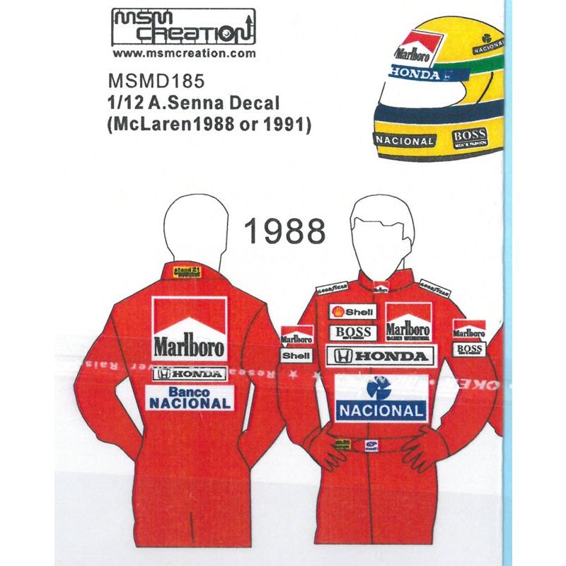 1/12 アイルトンセナ フィギュアデカール マクラーレン 1988/1991 MSM