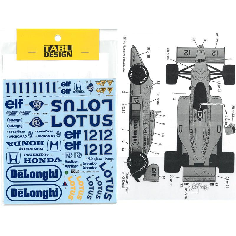 1/12 ロータス 99T フルスポンサー オプションデカール PLATZ/BEEMAX
