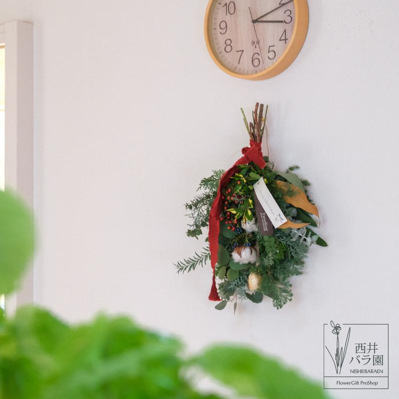 クリスマススワッグ 玄関 壁飾り 生花 フレッシュ インテリア おしゃれ