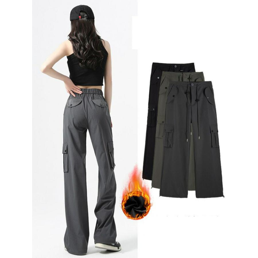 裏起毛 カーゴパンツ レディース 裏起毛パンツ ワイド ワークパンツ