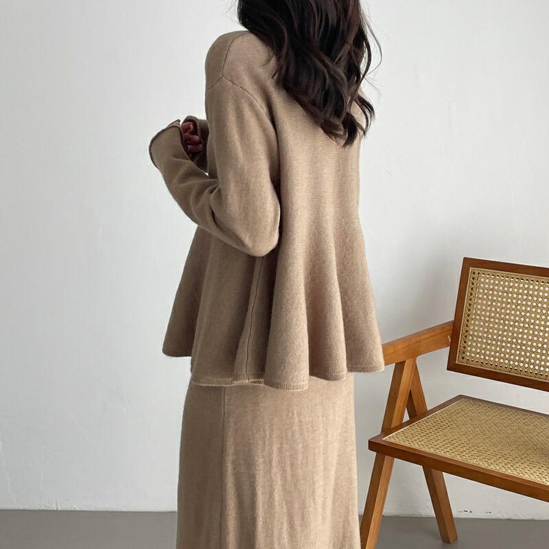 ペプラムニットセットアップ ニットセットアップ レディース 秋冬