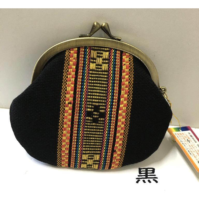 がま口財布 沖縄ミンサー織 大 民芸 黄 赤 紺 黒 みんさー織り