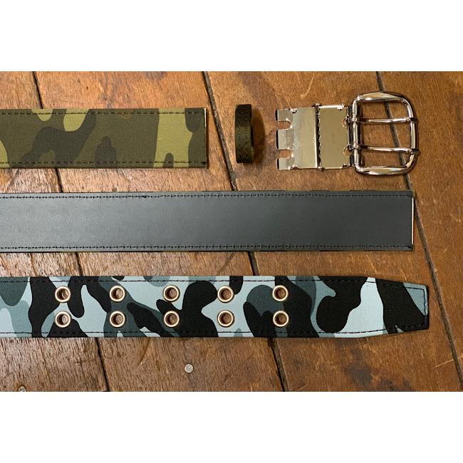 Wピンベルト】 迷彩柄ベルト 40ミリ幅 ダブルピンベルト camo柄