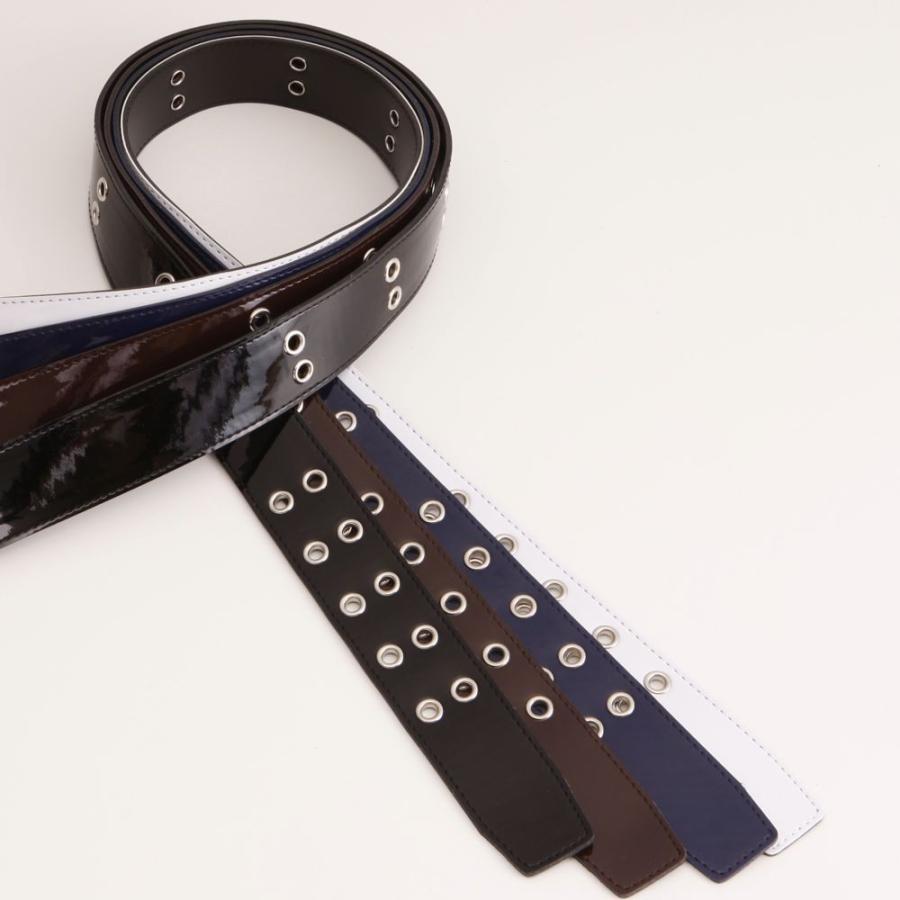 ベルト メンズ 40ミリ エナメル スタッズ ダブルピン 選べる スムース