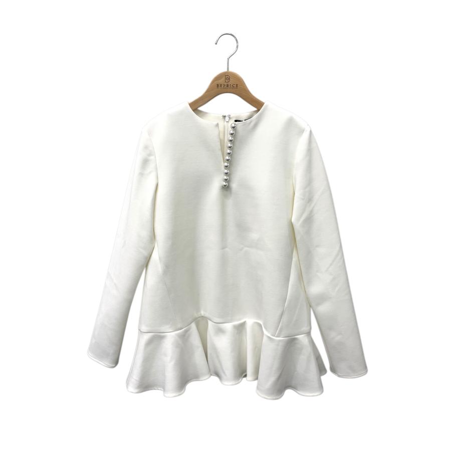 ヨーコチャン ロングスリーブラッフルヘムパールブラウス YCB-125-460