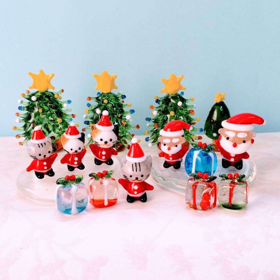 ガラス細工 ミニギフトボックス 緑/クリア ミニチュア 置物 雑貨 小物