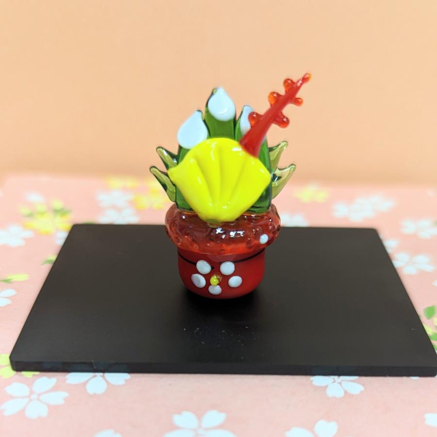 ガラス細工 門松（M) ミニチュア 雑貨 置物 小物 お正月 ディスプレイ