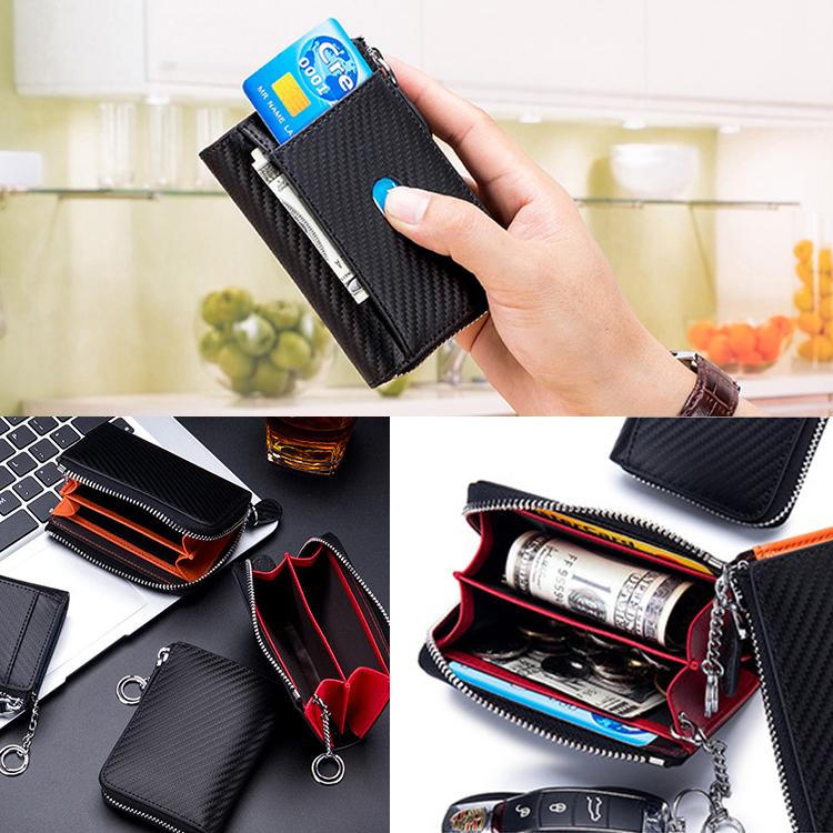 小銭入れ コインケース メンズ 背面ポケット付き 牛革 本革 カーボン