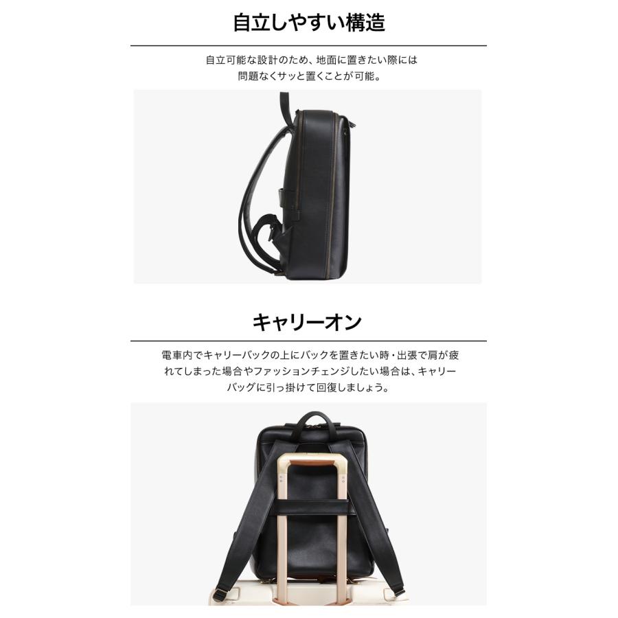 Evoon 公式 マルチビジネスリュックレザーMini 本革 13L メンズ