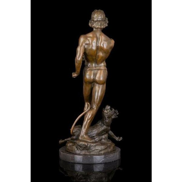 大型ブロンズ像 ギリシャ神話少年と虎 インテリア家具 置物 彫刻 銅像