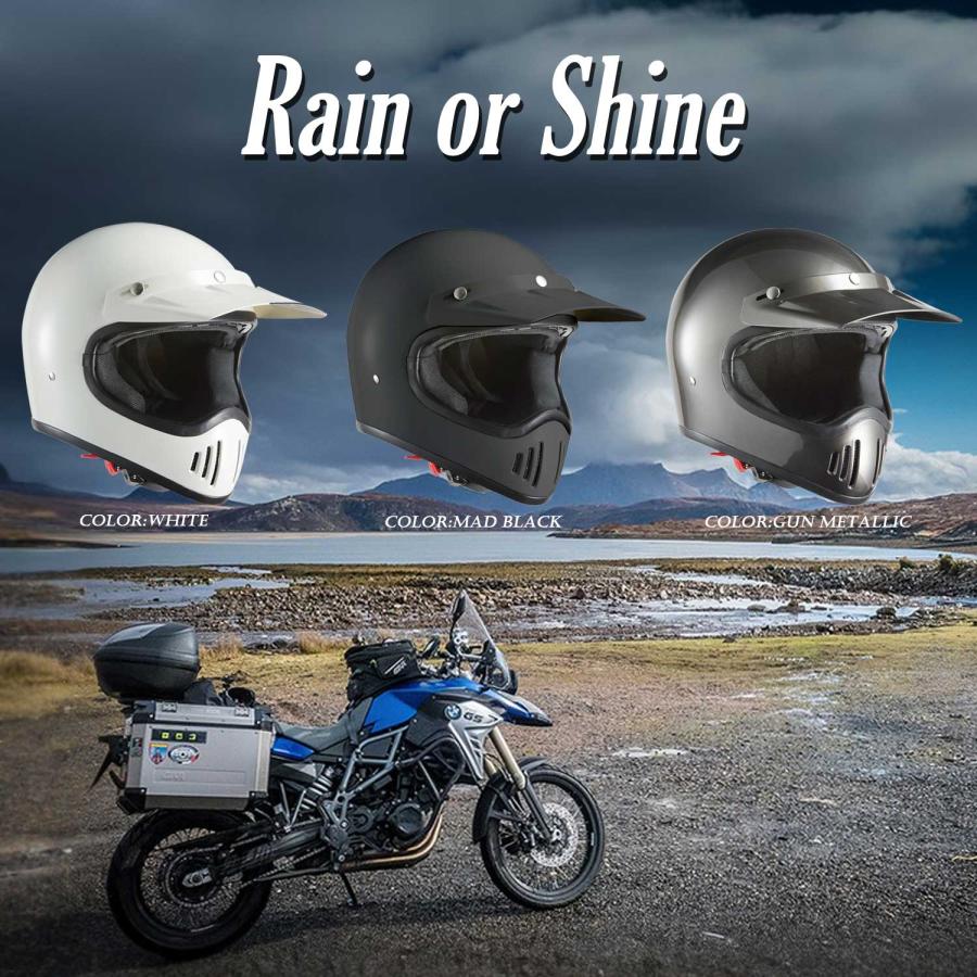 バイクヘルメット XL 61-62cm マットブラック ビンテージ フルフェース