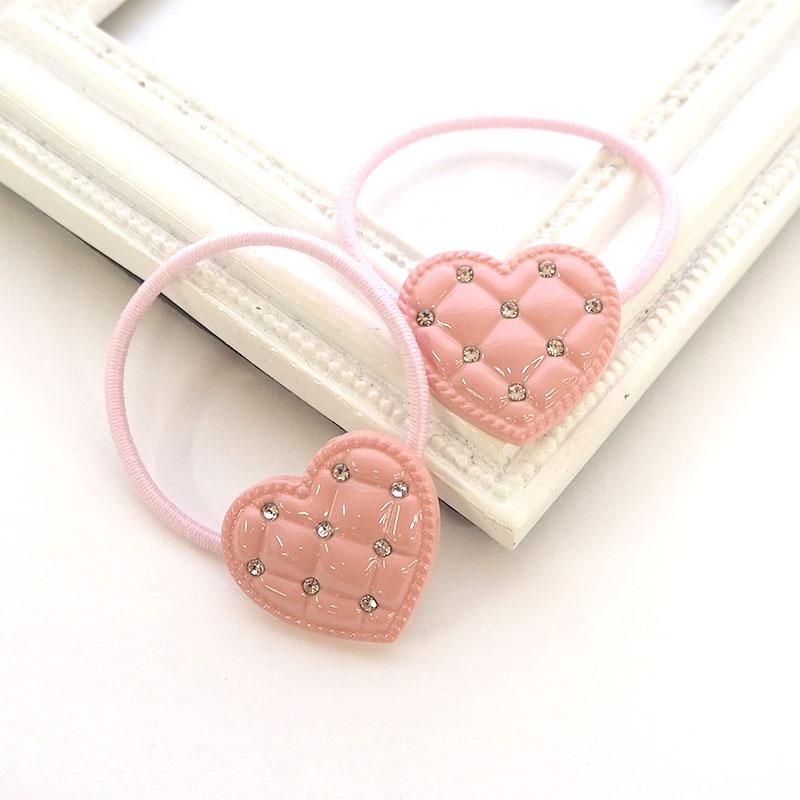 2個入り ヘアゴム ポニー キラキラ ハート ヘアアクセサリー 髪留め