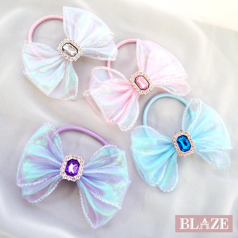 ヘアゴム キッズ リボン オーロラ キラキラ 宝石 かわいい 髪ゴム 子供