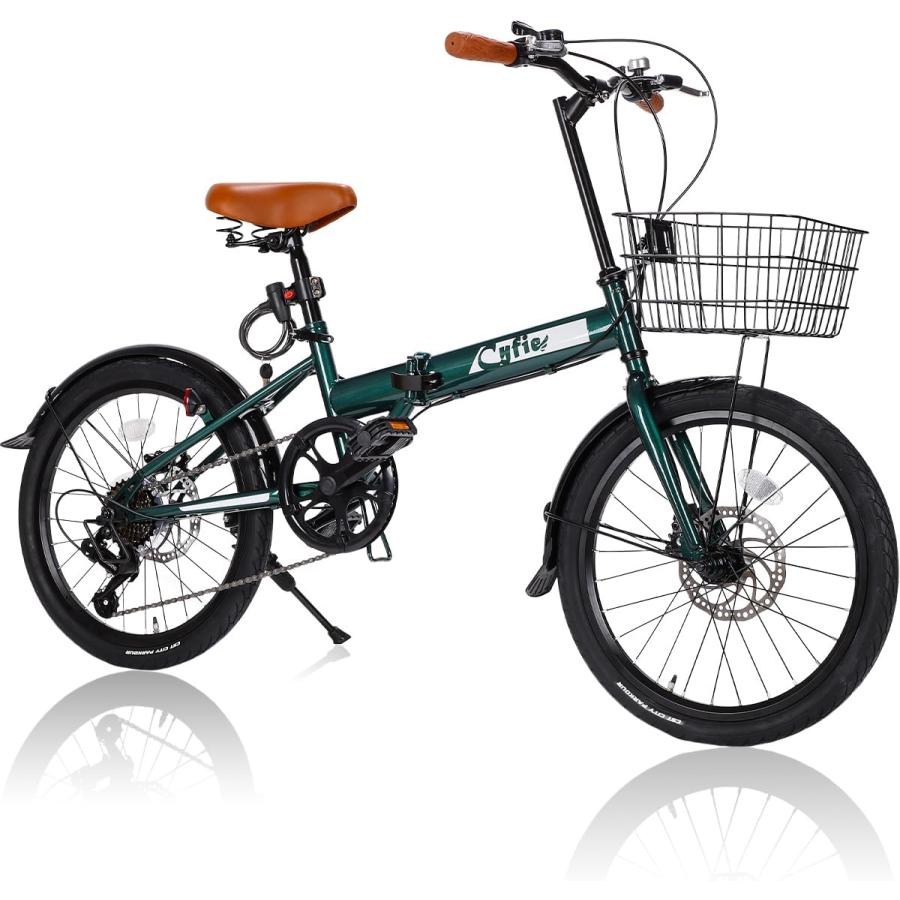 折りたたみ自転車 20インチ 自転車 シマノ7段変速 カゴ付き 軽量