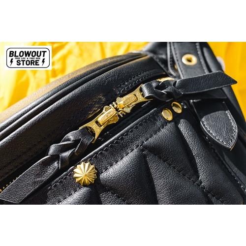 本革 ライディングバッグ キルティング ダイヤモンドカット ウエスト