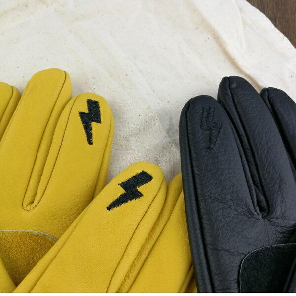 レザーグローブ ブラック イエロー バイカー ハーレー チョッパー 手袋