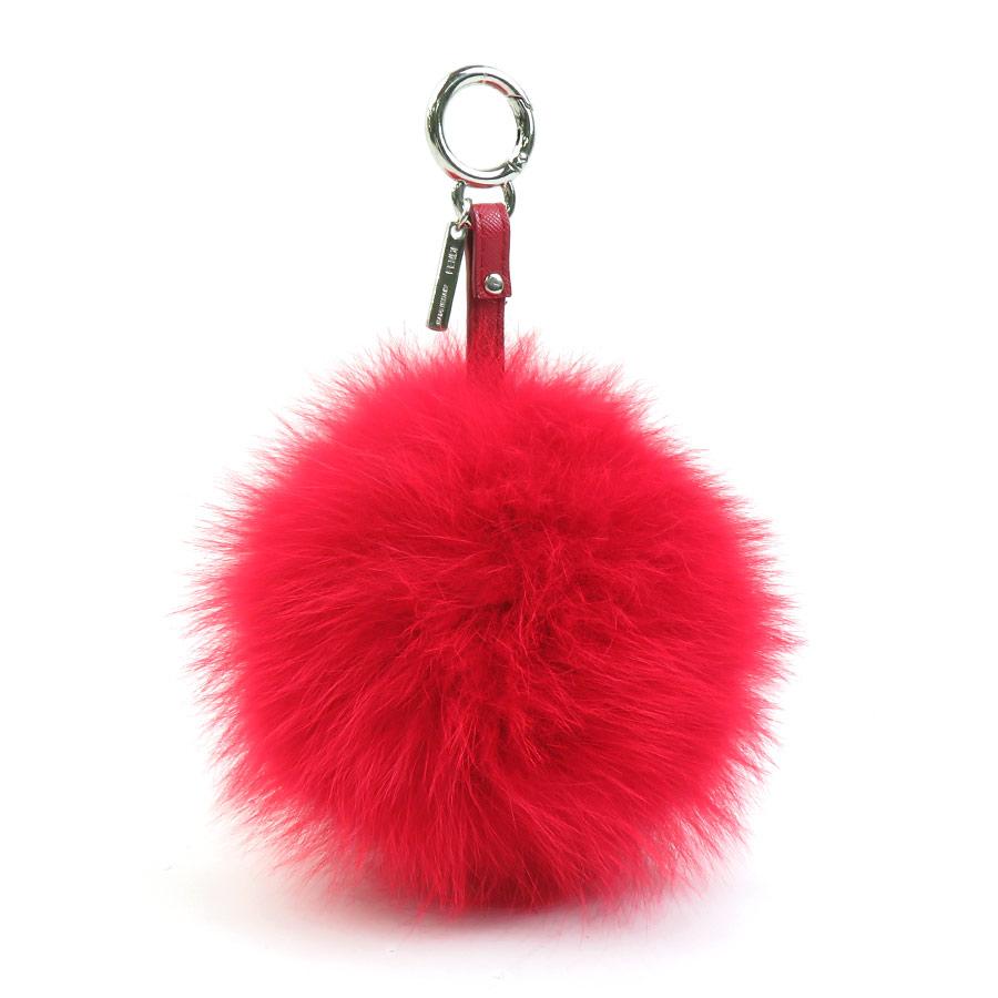 FENDI（フェンディ） チャーム ファー/レザー レッド/ブルー