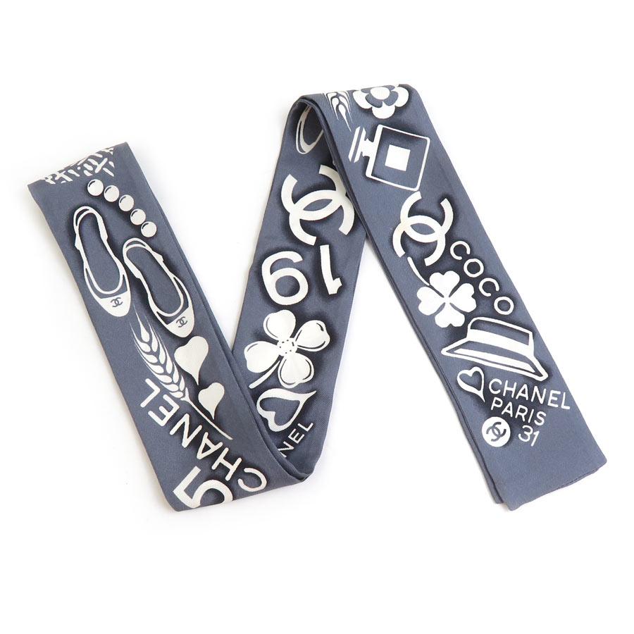 CHANEL（シャネル） スカーフ リボンスカーフ シルク ネイビー