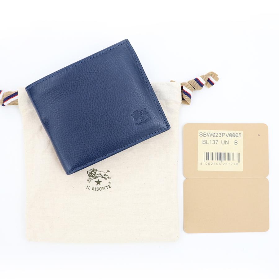 IL BISONTE（イルビゾンテ） 財布 二つ折り 小銭入れ付き ダークブルー