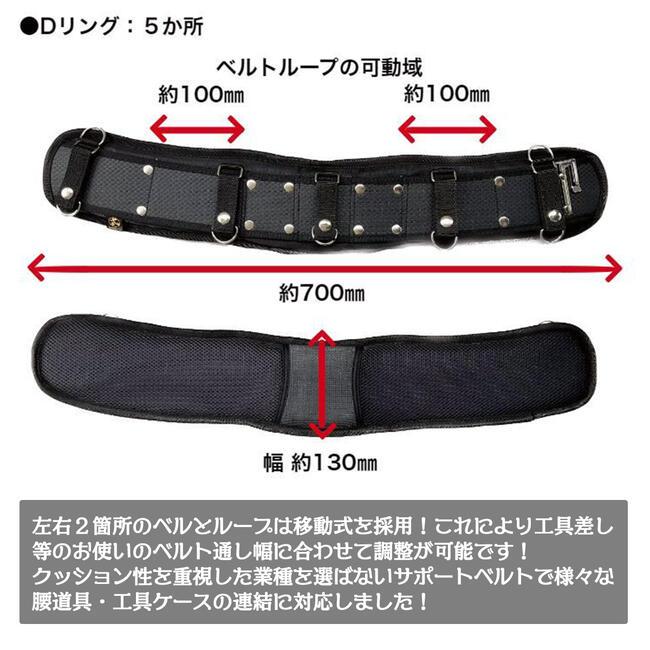 鳶壱 プロスペックサポーター ブラック 全長700mm 幅130mm サポート