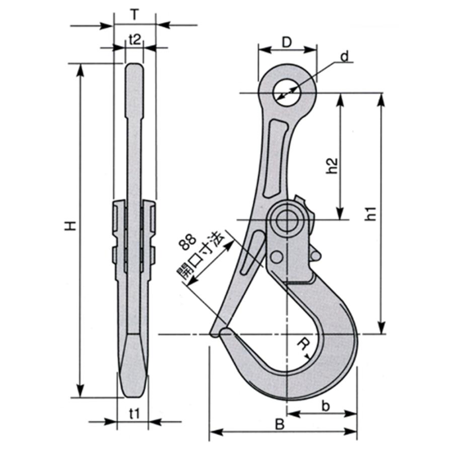 SUPER TOOL スーパーツール ロックフック 開閉ロック式 3t用 敷鉄板