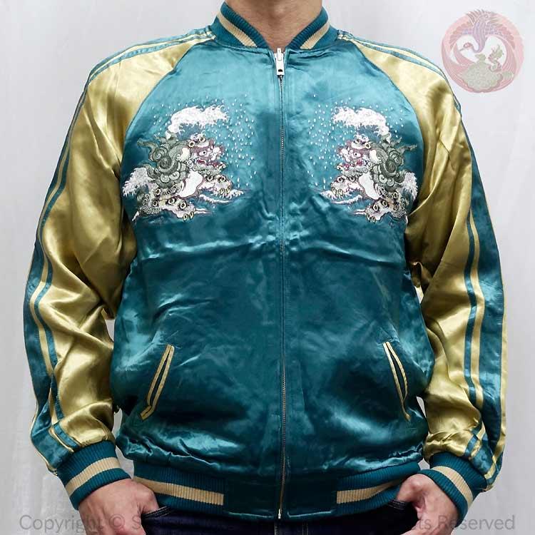 スカジャン 花旅楽団 はなたびがくだん スクリプト 牡丹と獅子 刺繍