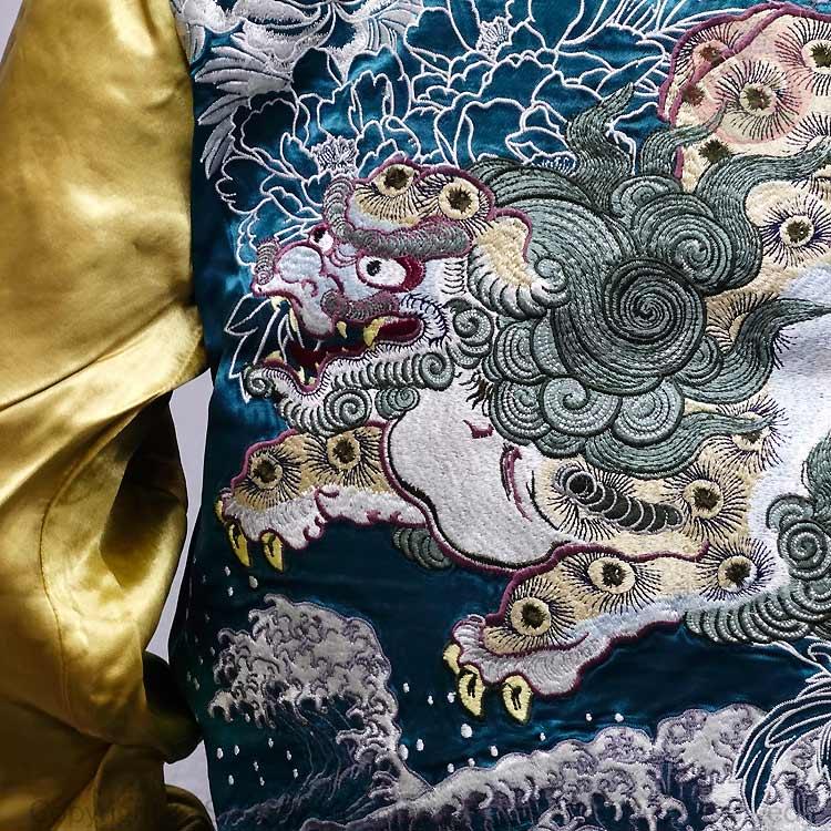 スカジャン 花旅楽団 はなたびがくだん スクリプト 牡丹と獅子 刺繍