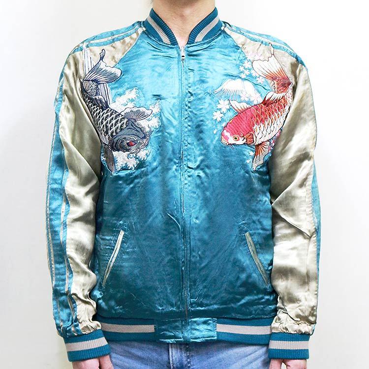 スカジャン 花旅楽団×さとり コラボ 双跳ね鯉リバーシブルスカジャン