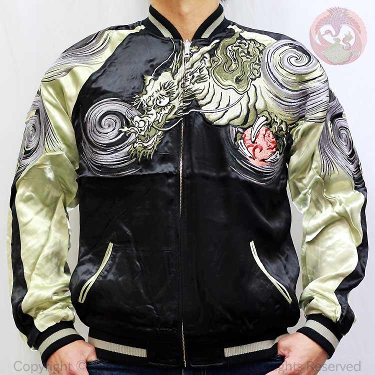 スカジャン 花旅楽団 はなたびがくだん スクリプト 渦龍 SKJ-002 和柄