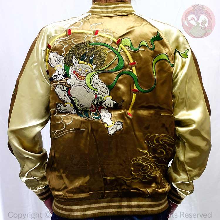 スカジャン 花旅楽団 はなたびがくだん スクリプト 風神雷神 刺繍 SKJ