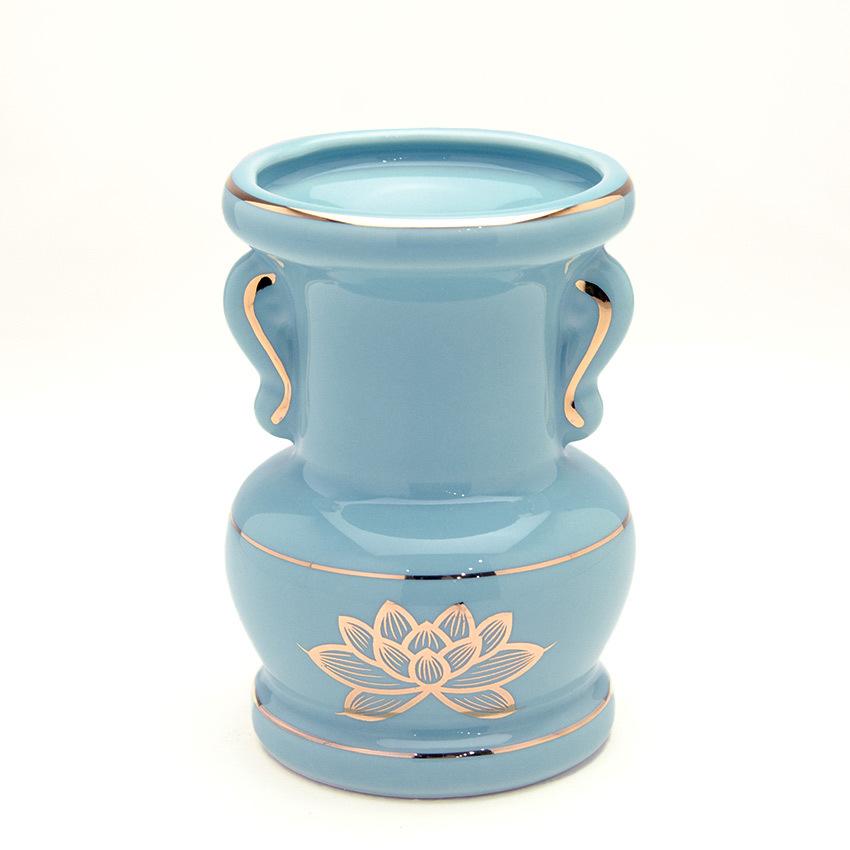 花瓶 青磁上金蓮 大玉仏花 花立 3.5寸 陶器製 青磁色 3.5号 仏花 佛花