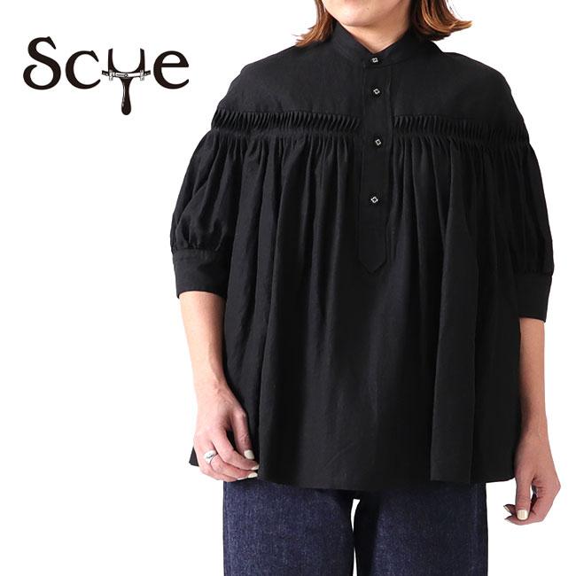 Scye（サイ） 半袖 リネン ピンタックブラウス 1222-31017 リネン