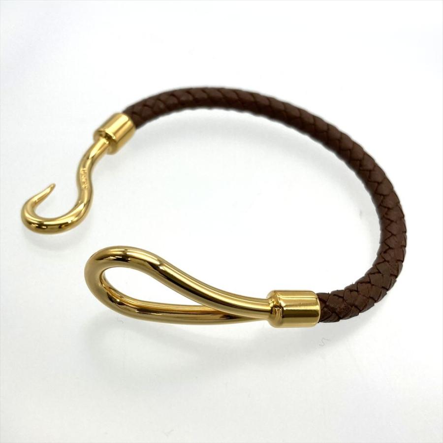 HERMES（エルメス） ジャンボ ブレスレット レザー ブラウン ゴールド