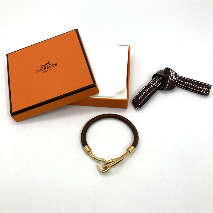 HERMES（エルメス） ジャンボ ブレスレット レザー ブラウン ゴールド