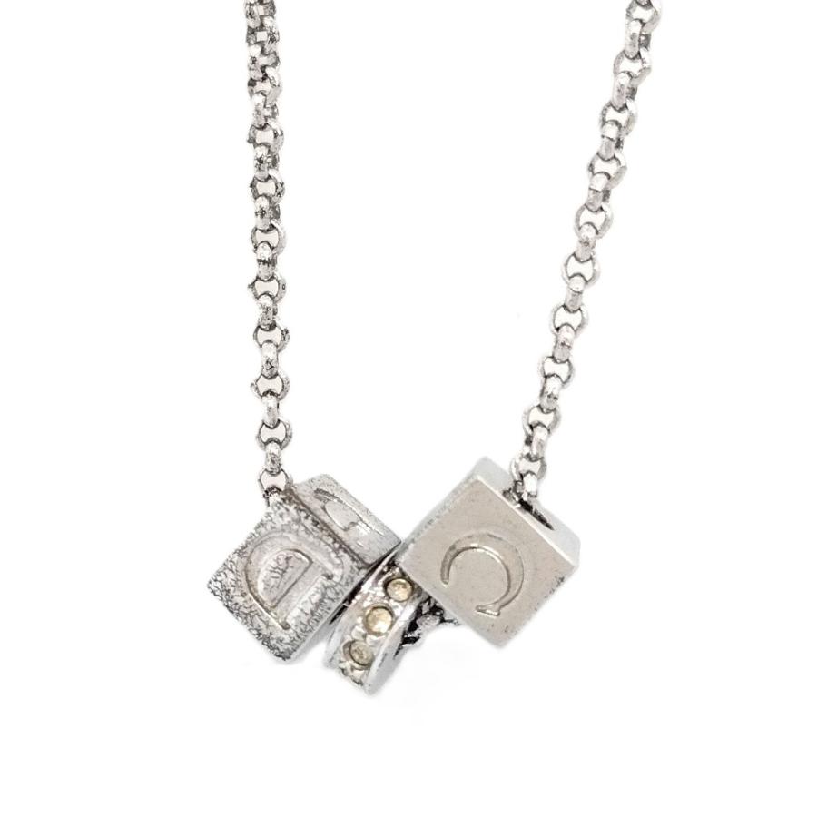 ディオール Dior ネックレス シルバー CDロゴ キューブ ラインストーン