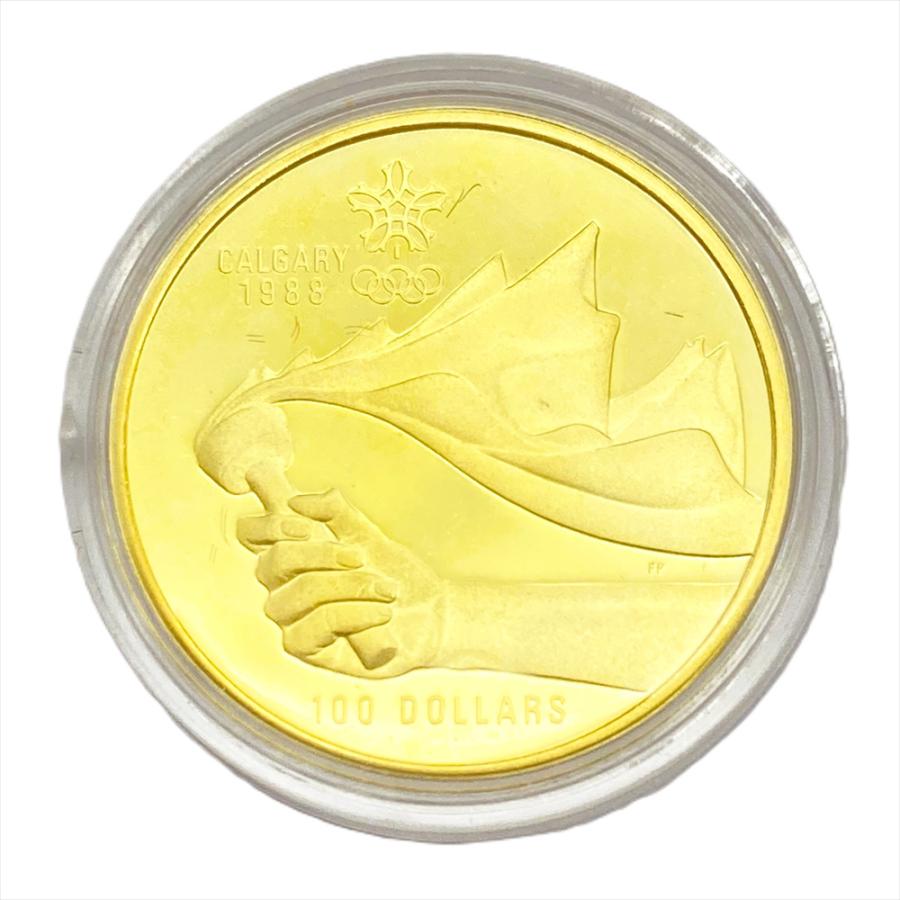カナダ カルガリーオリンピック記念 100ドル プルーフ金貨幣 1987年