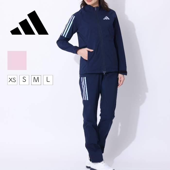 アディダスゴルフ 収納袋付きスリーストライプレインセットアップ 上下