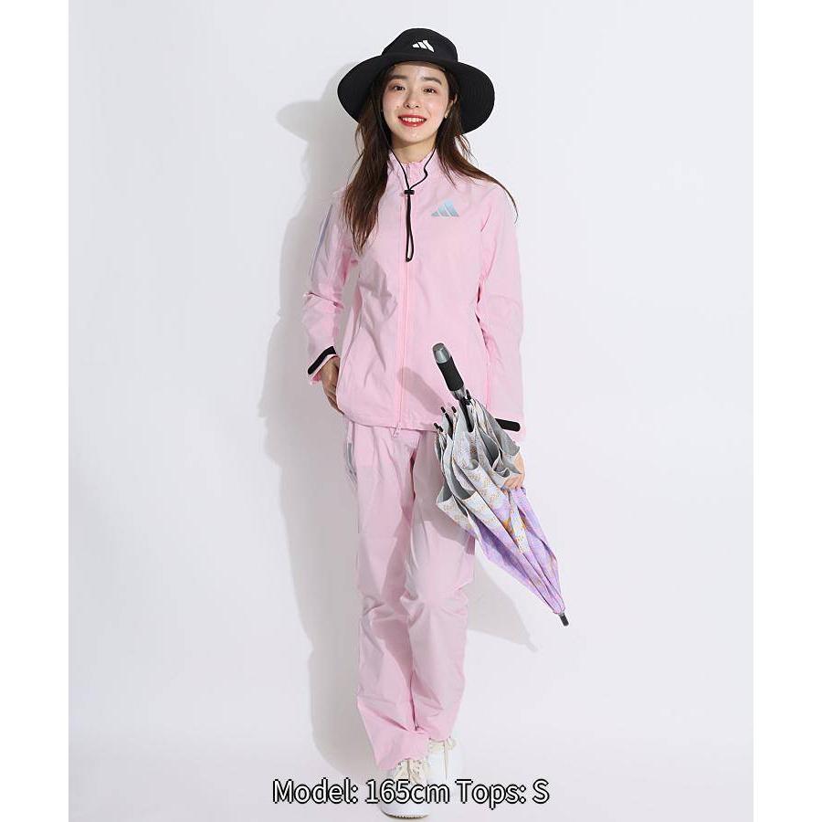 アディダスゴルフ 収納袋付きスリーストライプレインセットアップ 上下