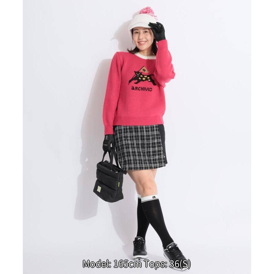 アルチビオ ファーネックアニマルデザインジャガードニット ゴルフ