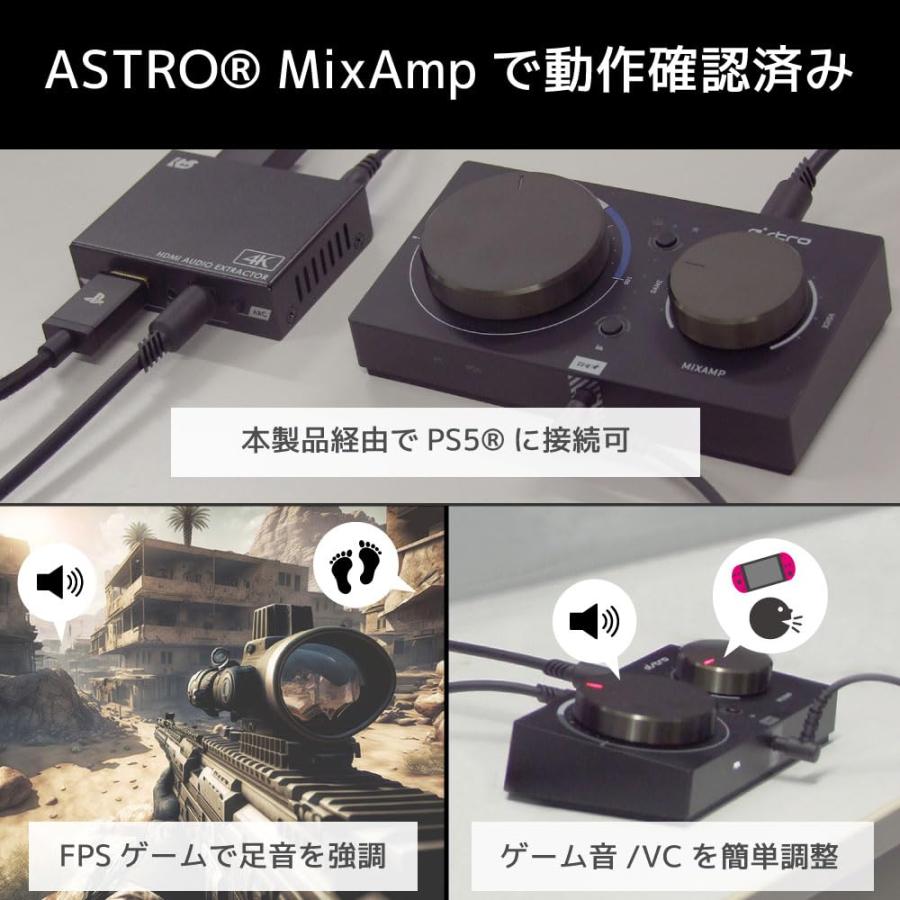 HDMI 音声分離器 4K 60Hz PS5 ARC 光デジタル アストロ ミックスアンプ