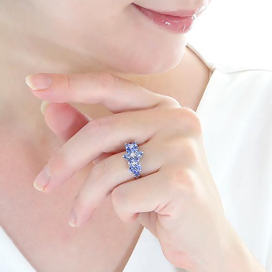 Pt900 タンザナイト ダイヤモンド リング 送料無料 ダイヤ 青い宝石