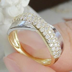 pt900 プラチナ K18 YG ゴールド リング 指輪 ダイヤモンド ダイヤ