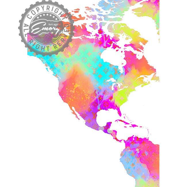 ポップアートポスター ブランド オマージュ ルイヴィトン 世界地図 A4