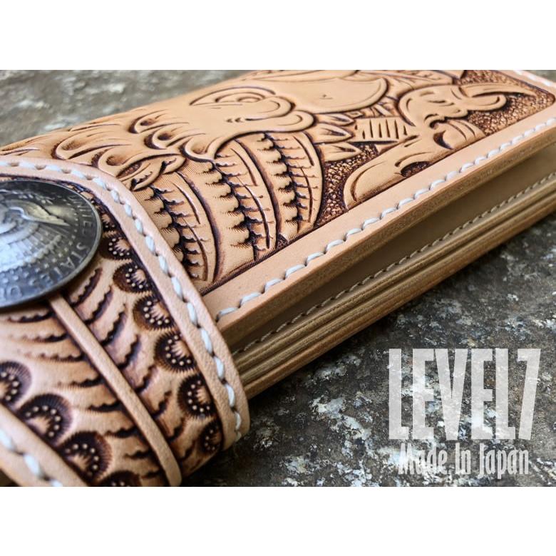 長財布 ロングウォレット イーグル/タカ レザーカービング 手縫い