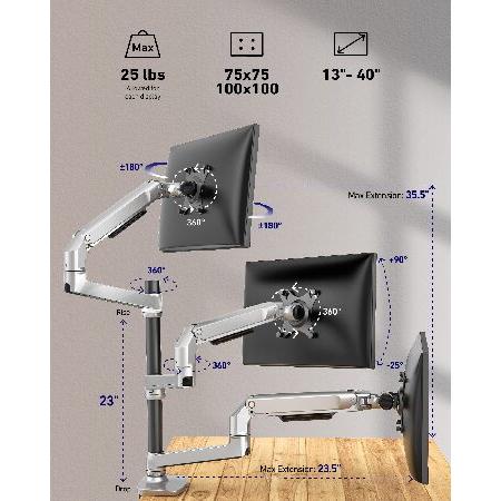 Ergounion (エルゴニオン) トリプルモニターマウント - 調節可能な3