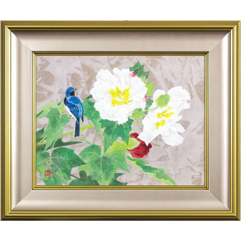 後藤順一 「 酔芙蓉 」 日本画 F6 ( 6号 ) 絵画 肉筆 真筆 手描き 花鳥